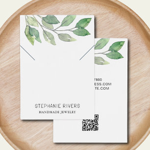 Watercolor Leaves QR Code Necklace Display Card