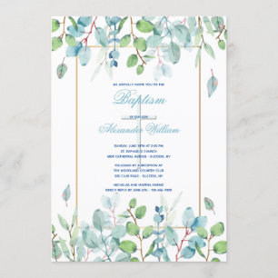 Watercolor Leaves Religious Invitation