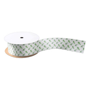 watercolor leaves satin ribbon