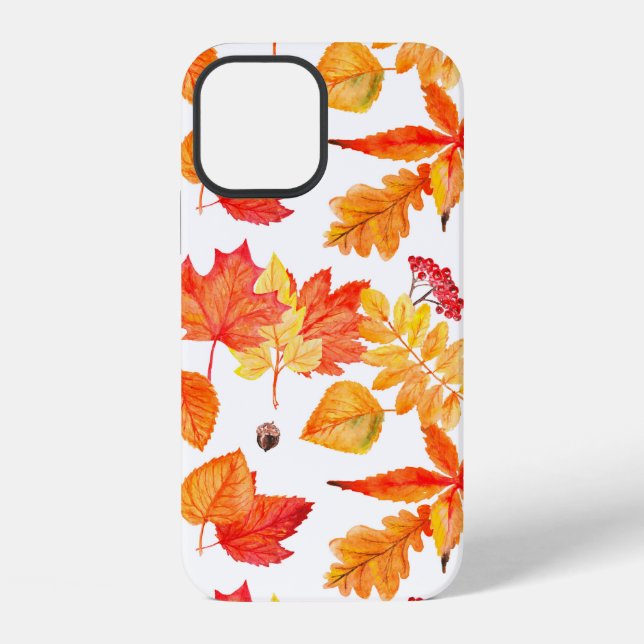 Watercolor leaves seamless pattern iPhone case (Back)