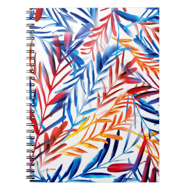 Watercolor leaves seamless pattern notebook (Front)
