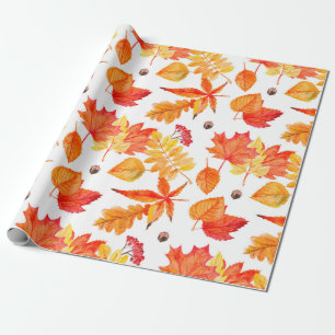 Watercolor leaves seamless pattern wrapping paper
