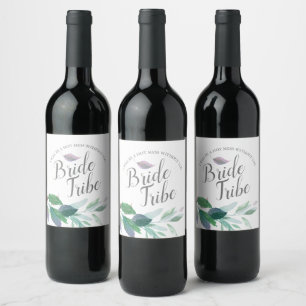 Watercolor Leaves Spring Bridesmaid Proposal Wine Label