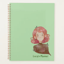 Watercolor Leaves & Tree Girl Character