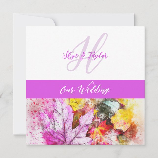 Watercolor Leaves Wedding Invitation (Front)