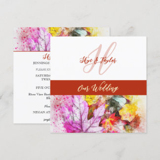 Watercolor Leaves Wedding Invitation