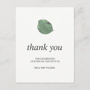Watercolor leaves wedding thank you - flat