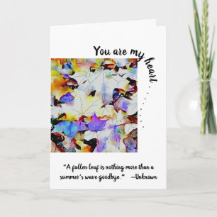 Watercolor Leaves-You are my heart greeting Card