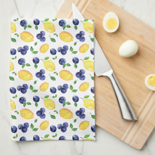 Watercolor Lemon and Blueberries Kitchen Towel