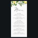 Watercolor Lemon and Greenery Summer Wedding Menu<br><div class="desc">Customizable lemon wedding menu card. It features watercolor lemon,  and greenery. Personalize by adding date and meal choice. This lemon menu card is perfect for summer weddings,  baby showers,  bridal showers,  birthdays,  and so much more.</div>