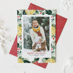 Watercolor Lemon and Winter Greenery Photo Holiday Card<br><div class="desc">Spread holiday cheer with our customizable photo holiday card, featuring a festive watercolor pattern of lemons, holly, and winter greenery. This festive design adds a fresh, vibrant twist to your holiday greetings and is perfect for sending personalized messages to friends and family. Easily customize this lemon holiday card with your...</div>