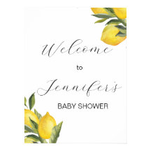 Watercolor Lemon Baby Shower Welcome Sign