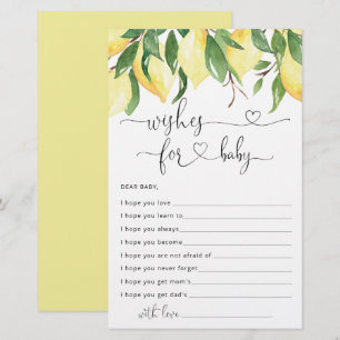 Watercolor Lemon Baby Shower Wishes for Baby Card