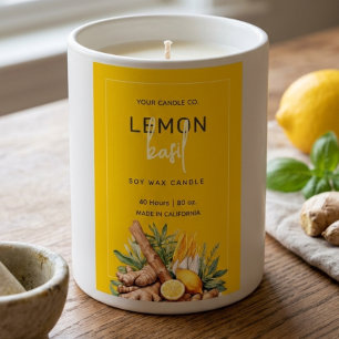 Watercolor Lemon Basil Floral Candle Label