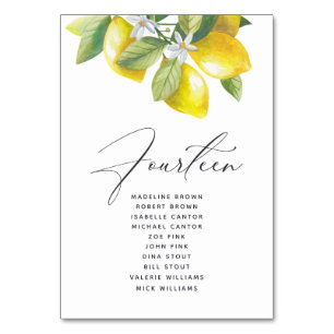 Watercolor Lemon Blossom Seating Chart Table Numbe Number