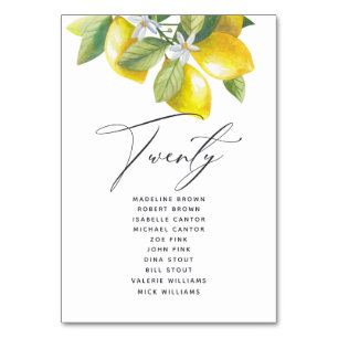 Watercolor Lemon Blossom Seating Chart Table Numbe Number
