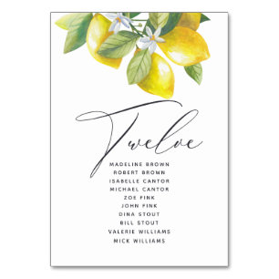 Watercolor Lemon Blossom Seating Chart Table Numbe Number