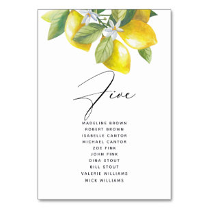 Watercolor Lemon Blossom Seating Chart Table Number