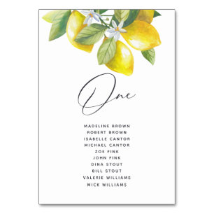 Watercolor Lemon Blossom Seating Chart Table Number