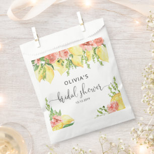 Watercolor Lemon Botanical Bridal Shower Favour Bag