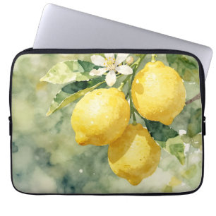 Watercolor Lemon Branch Botanical Summer Laptop Sleeve