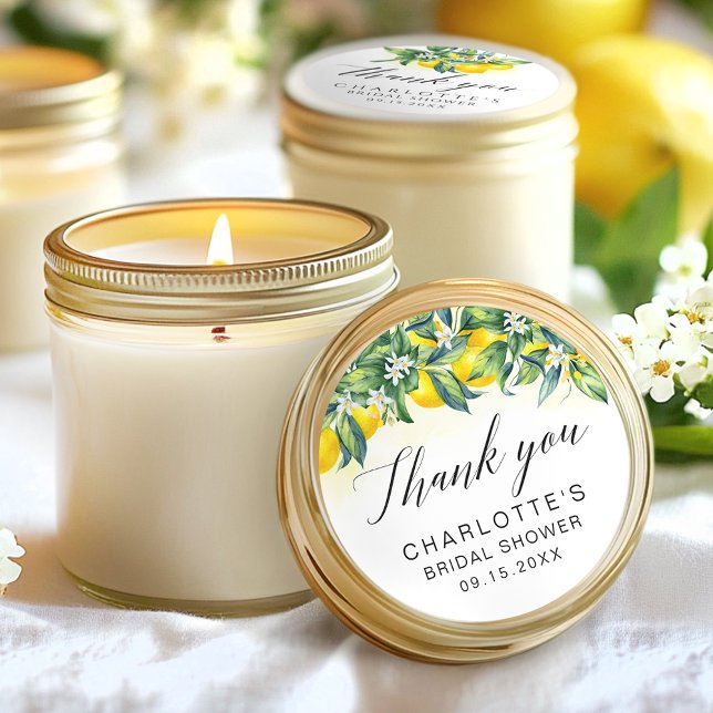 Watercolor Lemon Bridal Shower  Classic Round Sticker (Creator Uploaded)