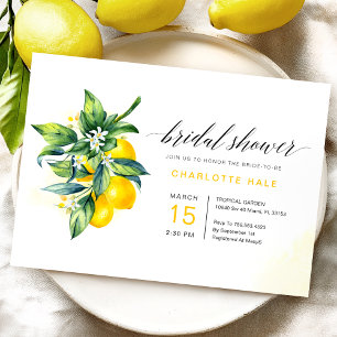 Watercolor Lemon Bridal Shower Invitation