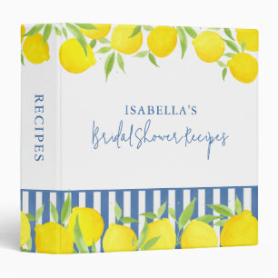 Watercolor Lemon Bridal Shower Recipe Binder