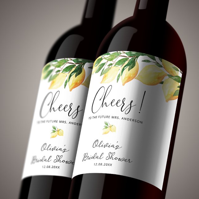 Watercolor Lemon Bridal Shower Vine Label (Creator Uploaded)