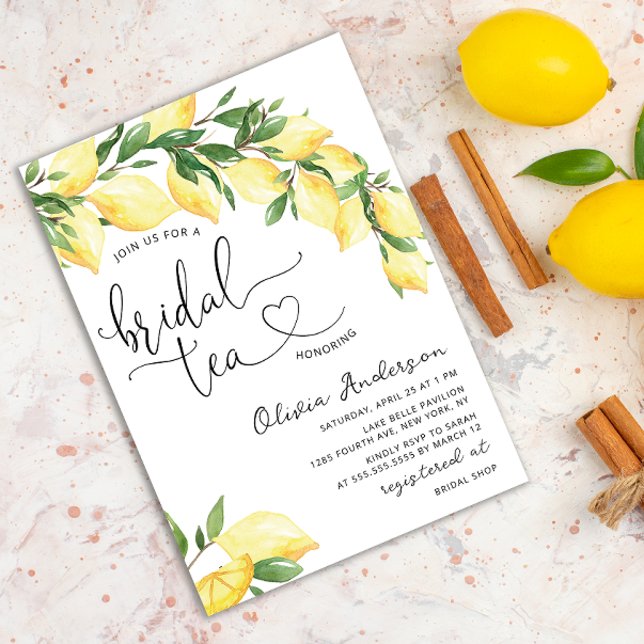 Watercolor Lemon Bridal Tea Party Invitation (Creator Uploaded)