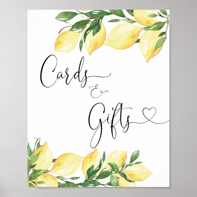 Watercolor Lemon Cards and Gifts Sign (Front)