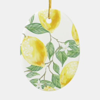 Watercolor Lemon Ceramic Ornament