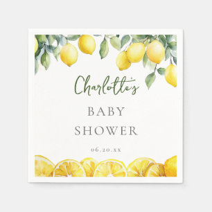 Watercolor Lemon Citrus Baby Shower Napkin