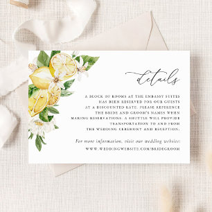 Watercolor Lemon Citrus Blossom Greenery Details Invitation