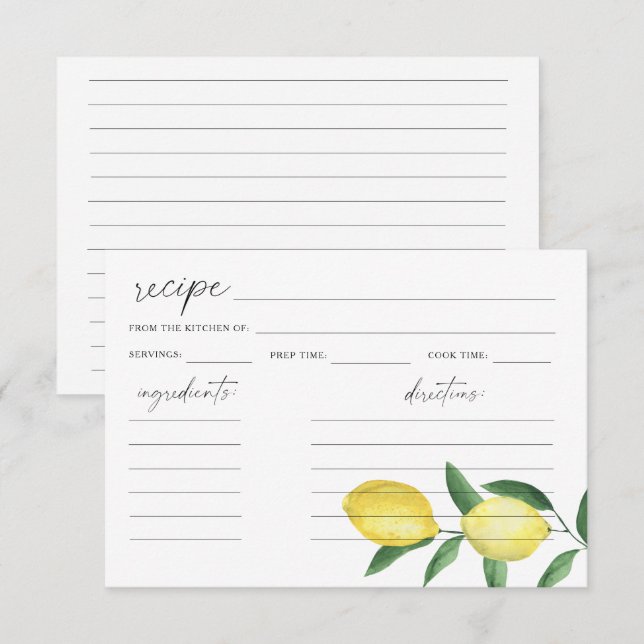 Watercolor lemon citrus Bridal shower (Front/Back)