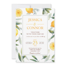 Watercolor Lemon Citrus Floral Modern Wedding 