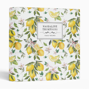 Watercolor Lemon Citrus Lemon Yellow Green Summer Binder