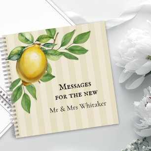 Watercolor Lemon Citrus Rustic Wedding Guest Book