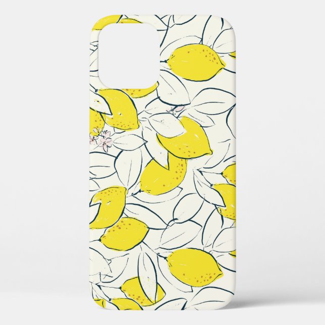 Watercolor Lemon Citrus Seamless Pattern Case-Mate iPhone Case (Back)