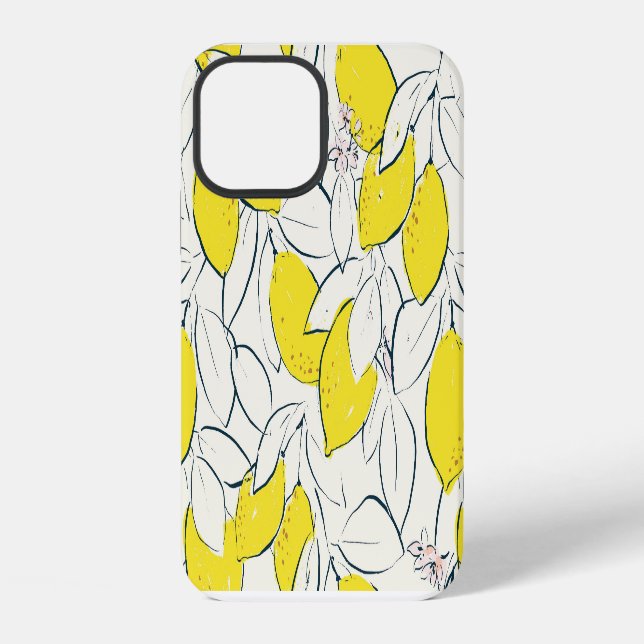 Watercolor Lemon Citrus Seamless Pattern iPhone Case (Back)