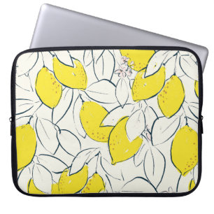 Watercolor Lemon Citrus Seamless Pattern Laptop Sleeve