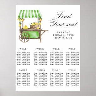 Watercolor Lemon citrus wedding seating chart