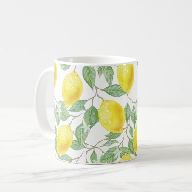 Watercolor Lemon Coffee Mug (Front Left)