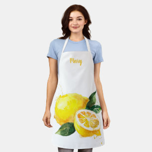 Watercolor Lemon Customizable Apron