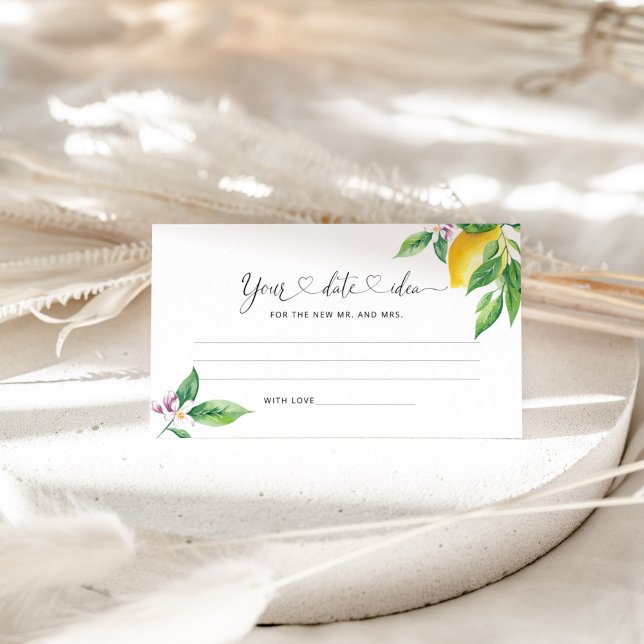 Watercolor lemon Date night ideas. Date jar Enclosure Card (Creator Uploaded)