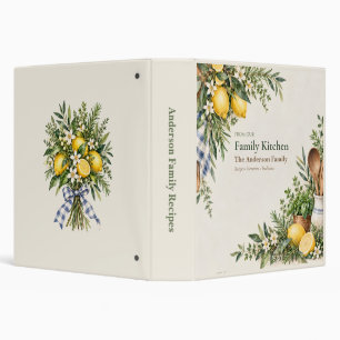 Watercolor Lemon Family Recipe  Binder