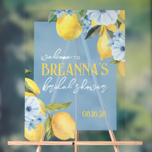 Watercolor Lemon & Flower Acrylic Welcome Sign