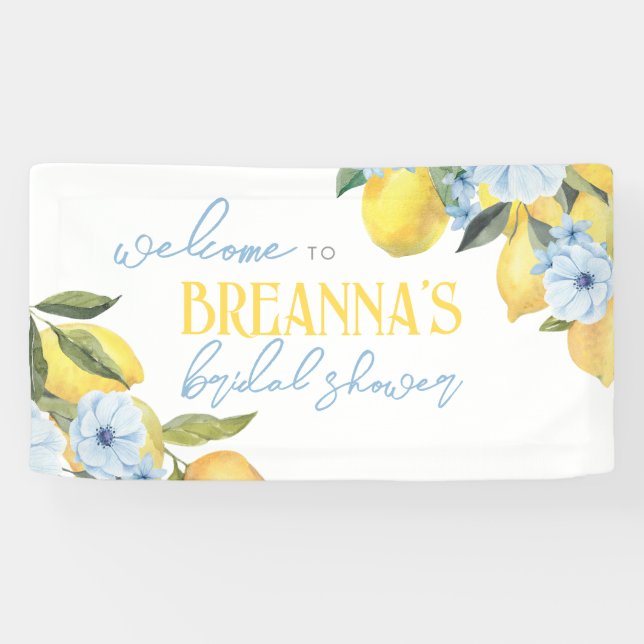 Watercolor Lemon & Flower Vinyl Welcome Banner (Horizontal)