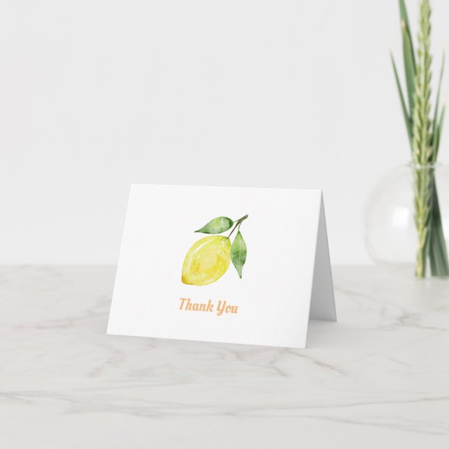 Watercolor Lemon Folded Thank You Card (Front)