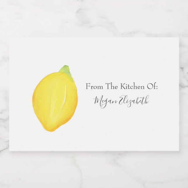  Watercolor Lemon  Food Label (Single Label)